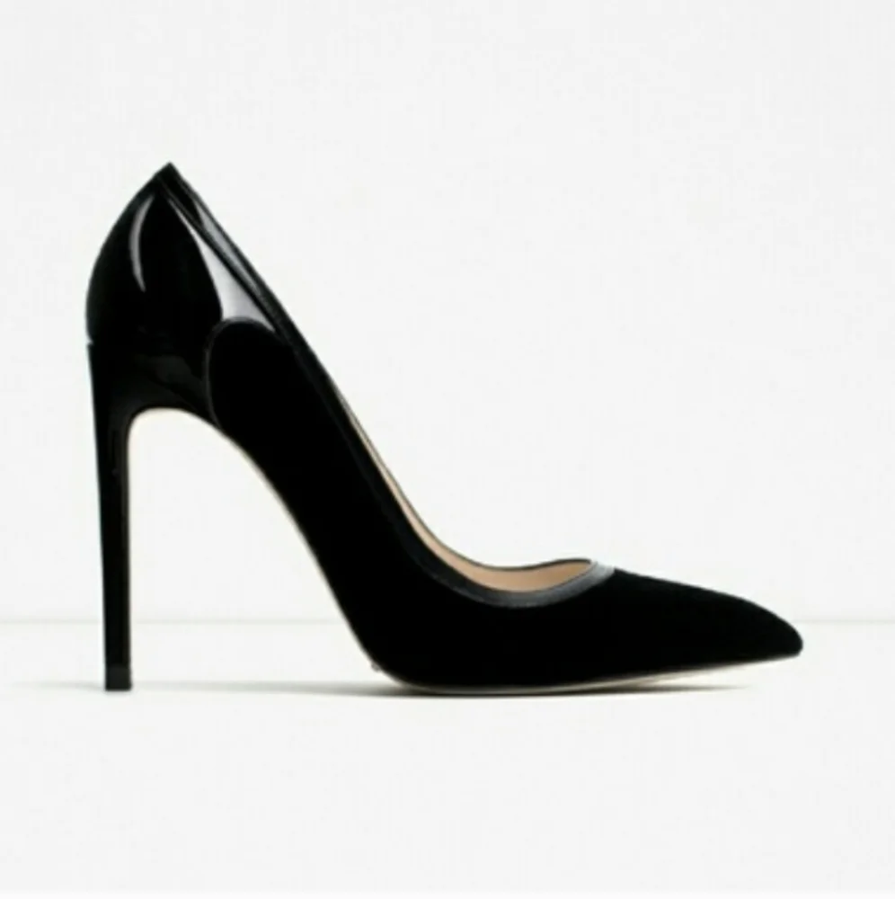 Zara Black Velvet High Heel Shoes - Picture 1 of 8